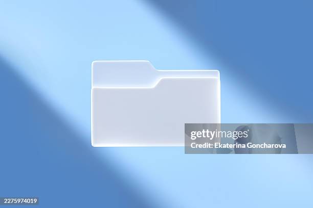 white folder icon floating against blue background - case file stock pictures, royalty-free photos & images