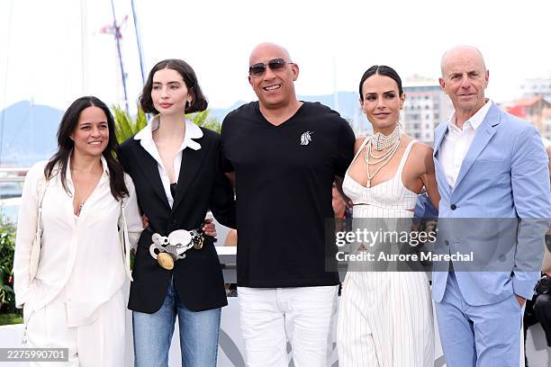 Michelle Rodriguez, Meadow Walker, Vin Diesel, Jordana Brewster and Neal H. Moritz pose during "The Fast And The Furious" photocall at the 79th...