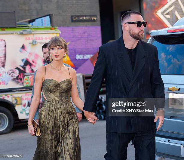 Taylor Swift and Travis Kelce are seen on May 16, 2026 in New York City.