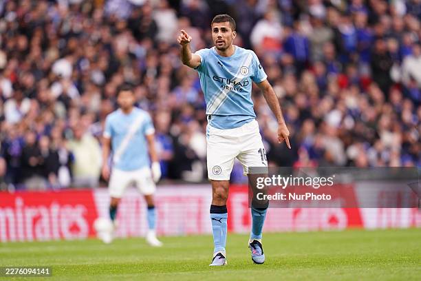 Rodri of Manchester City during the Emirates FA Cup Final match between Chelsea and Manchester City at Wembley Stadium in London, United Kingdom, on...