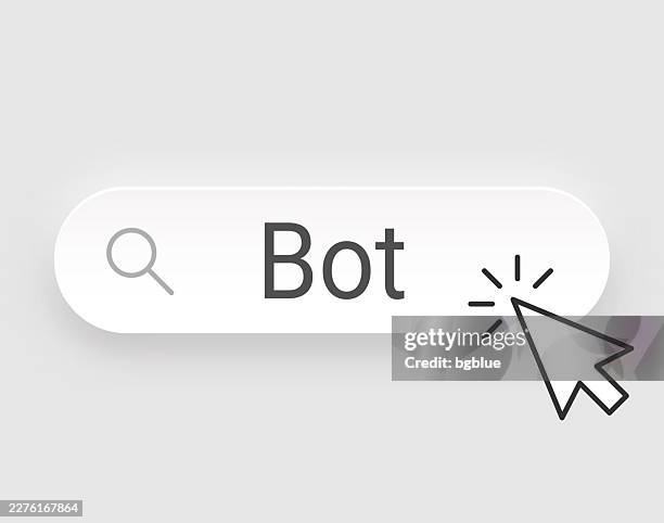 bot - search bar with cursor on blank background - chatbot website stock illustrations