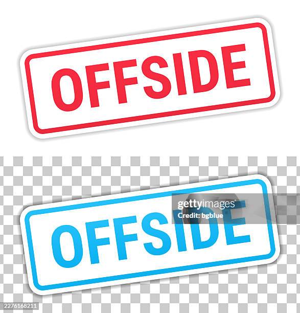 offside - red and blue labels on blank background - wrong package stock illustrations