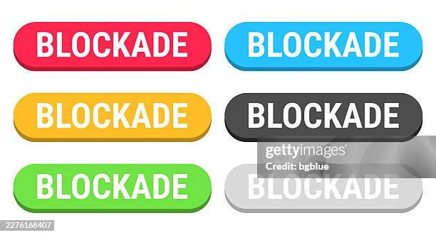 blockade - colorful 3d click web buttons on blank background - digital roadblock stock illustrations