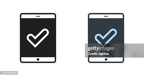 tablet pc with check mark. icons for design - editable icon - using ipad pro stock illustrations