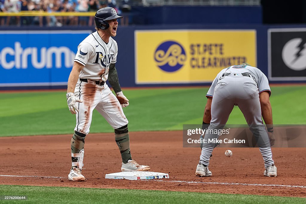 Miami Rays Taylor Walls of the Tampa Bay Rays celebrates after hitting a... News ...