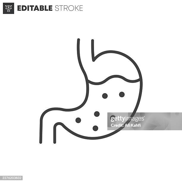 full stomach thin line icons collection. editable stroke. vector illustration. - endoscopy stock illustrations