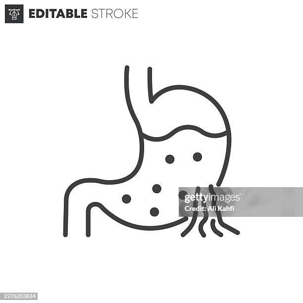 stomach leak thin line icons collection. editable stroke. vector illustration. - endoscopy stock illustrations