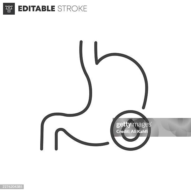acid reflux thin line icons collection. editable stroke. vector illustration. - endoscopy stock illustrations
