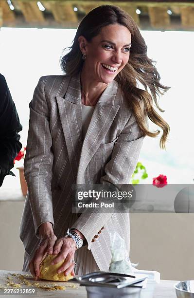 Catherine, Princess of Wales helps prepare lunch at rural Agriturismo 'Al Vigneto' as she concludes a two-day visit to the region, on May 14, 2026 in...