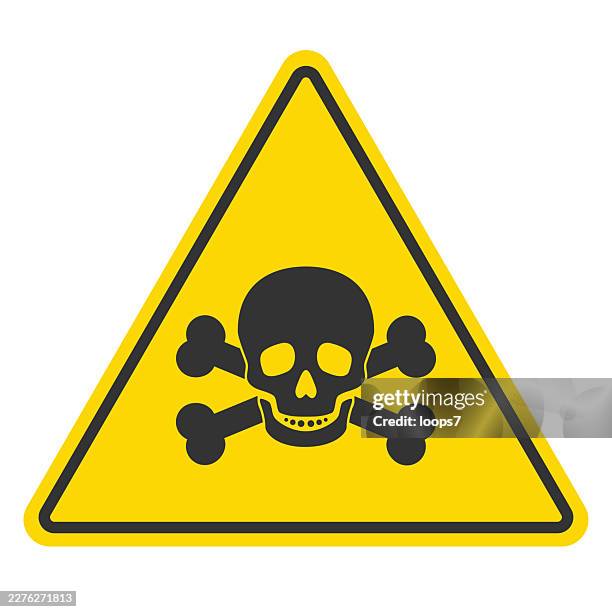 toxic hazard warning sign with skull and crossbones - skull and crossbones stock illustrations