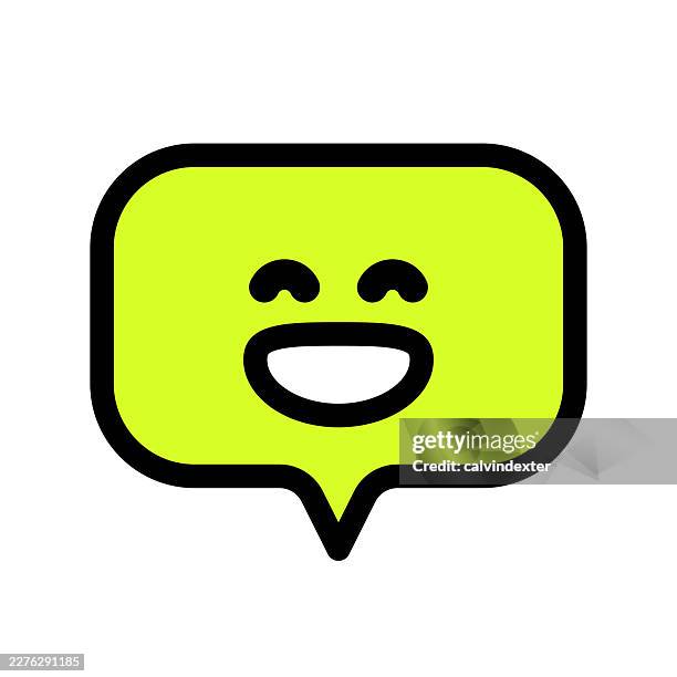 happy cute emoji symbol on speech bubble - wellness program stock illustrations