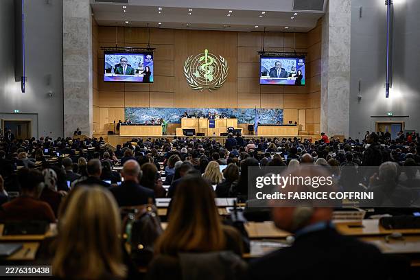 World Health Organization Director-General Tedros Adhanom Ghebreyesus delivers a speech at the opening of the 79th World Health Organization assembly...