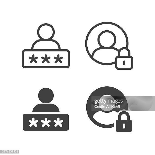 account security icon. solid and line simple icon series - eye problems stock illustrations