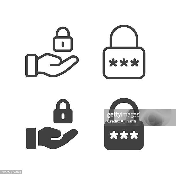 lock icon. solid and line simple icon series - wrong password stock illustrations