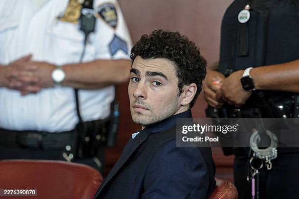 Luigi Mangione appears at an evidence suppression hearing at Manhattan Supreme Court on May 18, 2026 in New York City. Mangione is charged with...