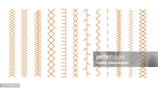 sewing stitch lines pattern illustration - zigzag stock illustrations