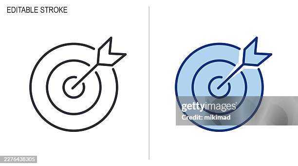 target and arrow icon set. editable stroke. vector, eps10 - accuracy recognition stock illustrations