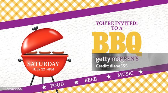 BBQ Party Template On A Checked Pattern BBQ Party Template On A Checked Pattern