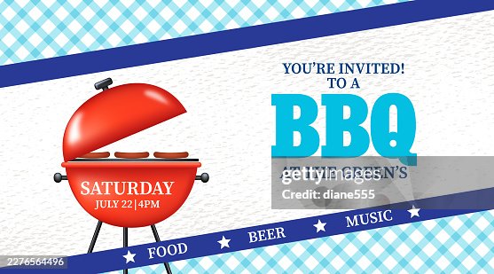 BBQ Party Template On A Checked Pattern BBQ Party Template On A Checked Pattern