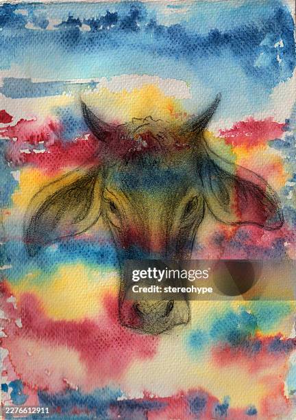 cow head sketch - ground beef stock illustrations