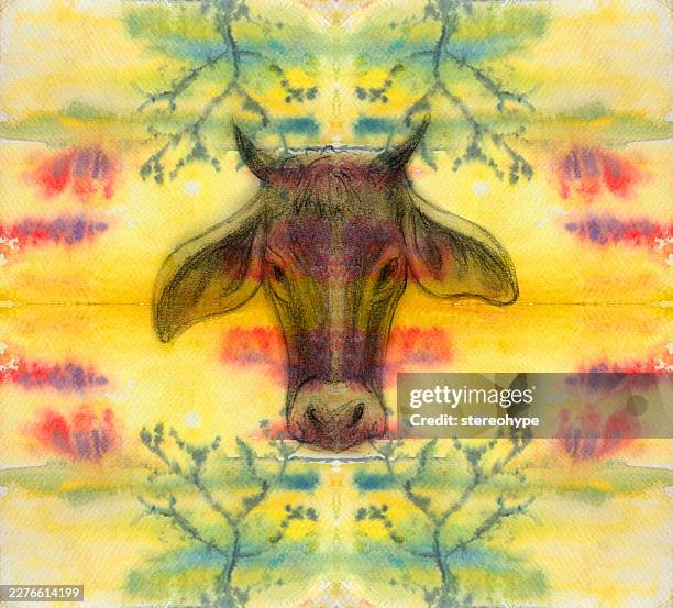 cow head sketch - ground beef stock illustrations