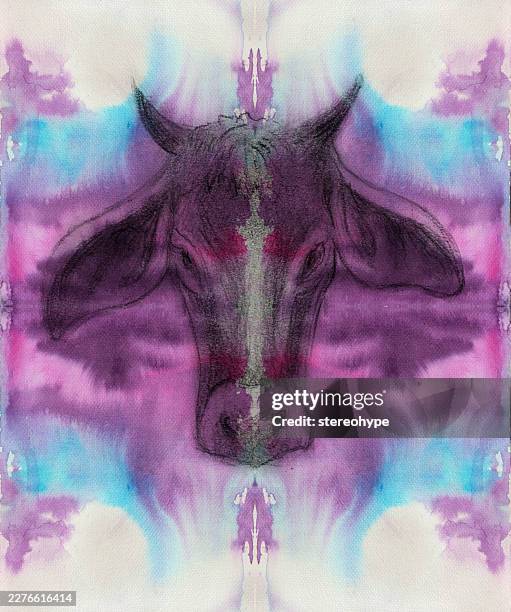 graphite cow head - ground beef stock illustrations