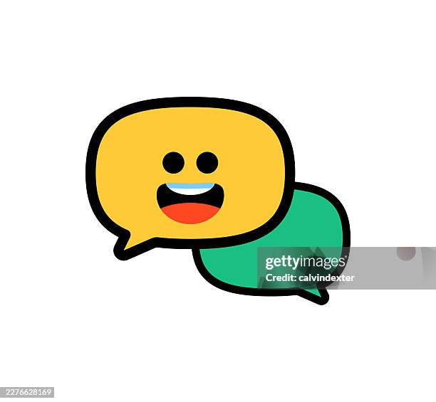 happy emoji on speech bubble - wellness program stock illustrations