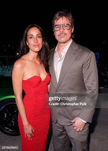Ines de Ramon and Brad Pitt at the Mercedes-AMG World Premiere held at Sixth Street Bridge on May 19, 2026 in Los Angeles, California.