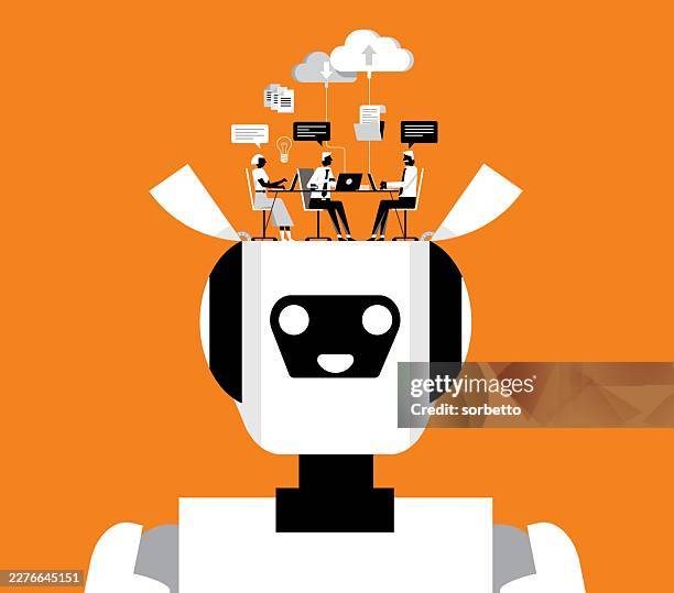 professional team working alongside artificial intelligence - value creation stock illustrations