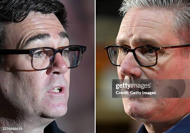 In this composite image a comparison has been made between Mayor of Greater Manchester Andy Burnham and Prime Minister Sir Keir Starmer . Prime...