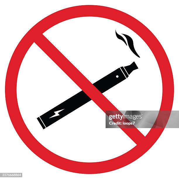 no vaping prohibition sign - cigarette warning label stock illustrations