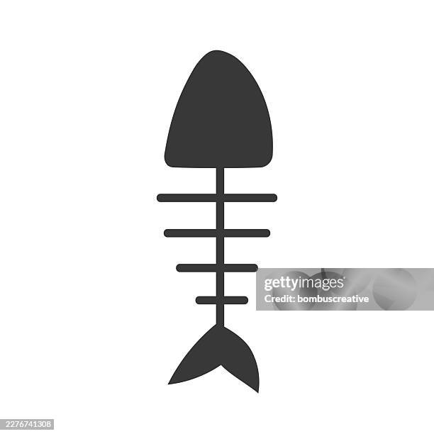 fish bone vector icon - fish skeleton stock illustrations