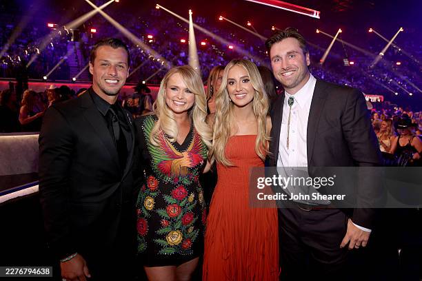 Brendan McLoughlin, Miranda Lambert, Lainey Wilson and Devlin "Duck" Hodges attend the 61st Academy of Country Music Awards at MGM Grand Garden Arena...