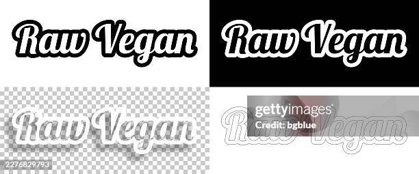 raw vegan - text for design. blank, white and black backgrounds - line text - plant based stock illustrations