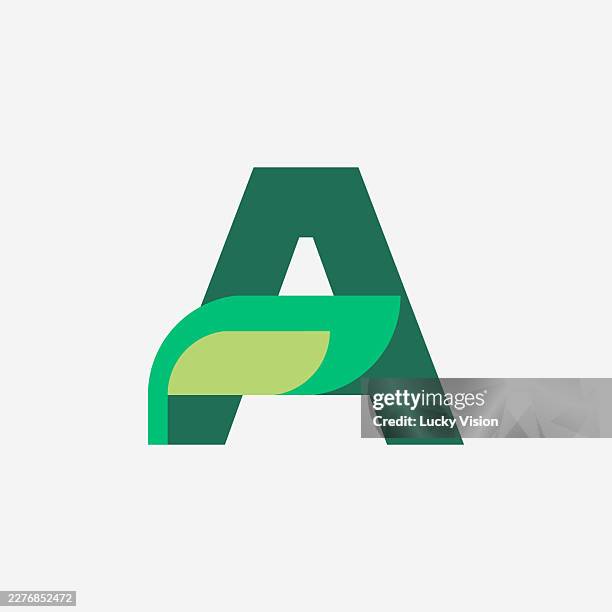 initial letter a with leaf luxury logo, green leaf logo template vector design. stock illustration - letter a script stock illustrations