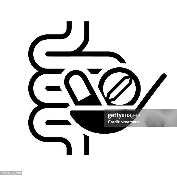 intestinal microbiome supplements icon symbol - probiotic stock illustrations