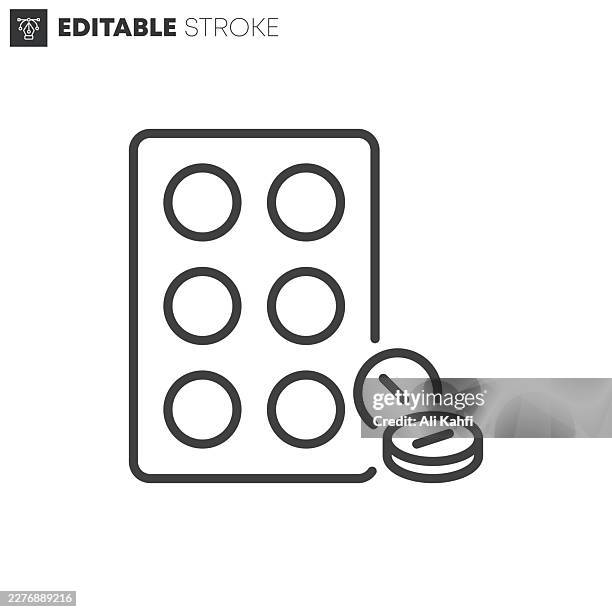 pill blister pack thin line icons collection. editable stroke. vector illustration. - pharmacy building stock illustrations