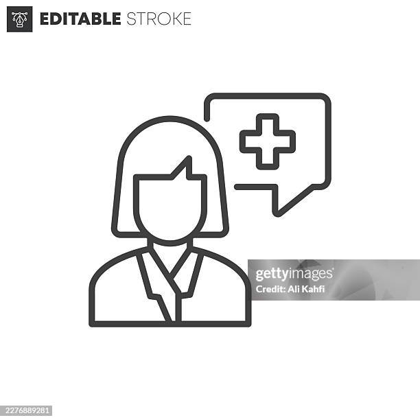 pharmacist thin line icons collection. editable stroke. vector illustration. - taking birth control pill stock illustrations