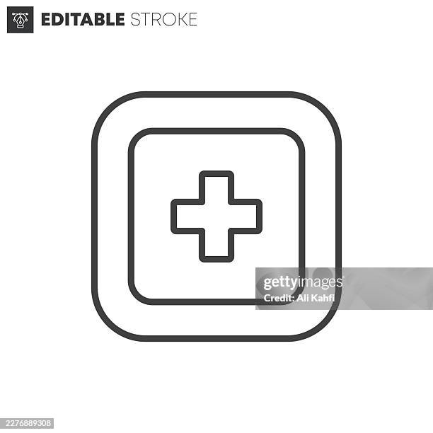 first aid sign thin line icons collection. editable stroke. vector illustration. - pharmacy building stock illustrations
