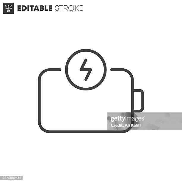 battery charging status thin line icons collection. editable stroke. vector illustration. - electrical contracting stock illustrations