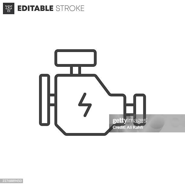 ev engine thin line icons collection. editable stroke. vector illustration. - electrical contracting stock illustrations