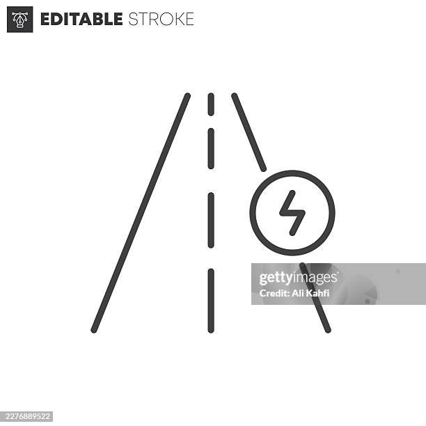 electric road thin line icons collection. editable stroke. vector illustration. - electrical contracting stock illustrations