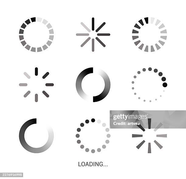 download sign set. load icons set. load system. data load. loading bar. - site selection stock illustrations