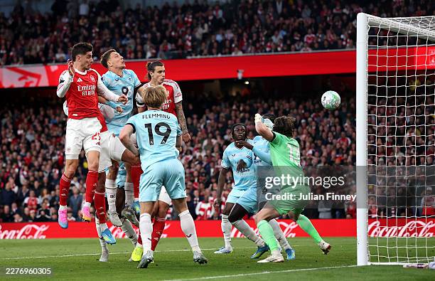 Kai Havertz of Arsenal scores his team's first goal during the Premier League match between Arsenal and Burnley at Emirates Stadium on May 18, 2026...