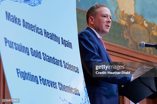 Environmental Protection Agency Administrator Lee Zeldin speaks during a roundtable with U.S. Health and Human Services Secretary Robert F. Kennedy...