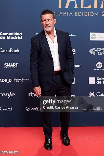 Antonio Banderas attends the Talia Awards 2026 photocall at the El Canal Theater on May 18, 2026 in Madrid, Spain.