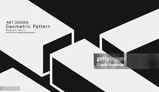 abstract 3d black and white minimal geometric cube pattern design material background - rectangle box render stock illustrations