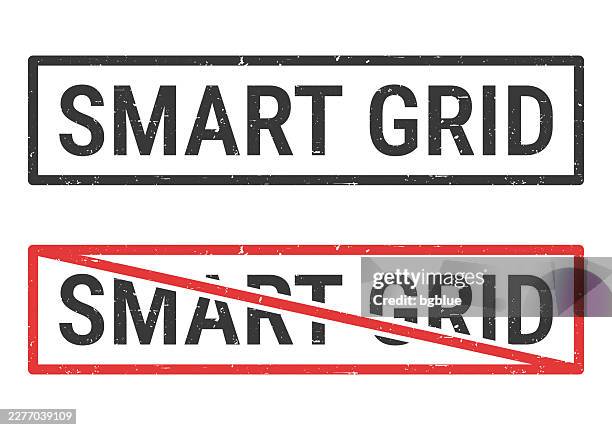 smart grid - rubber stamps with crossed out stamp on white background - smart grid stock illustrations