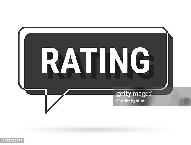 rating - 3d black speech bubble on white background - checking boxes stock illustrations