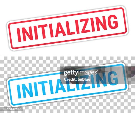 Initializing - Red and Blue labels on blank background Initializing - Red and Blue labels on blank background